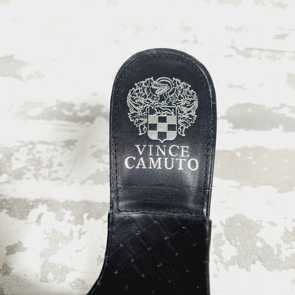 New Vince Camuto Brelanie Black Woven Leather Square Toe Heeled Sandals X233 - Picture 3 of 13